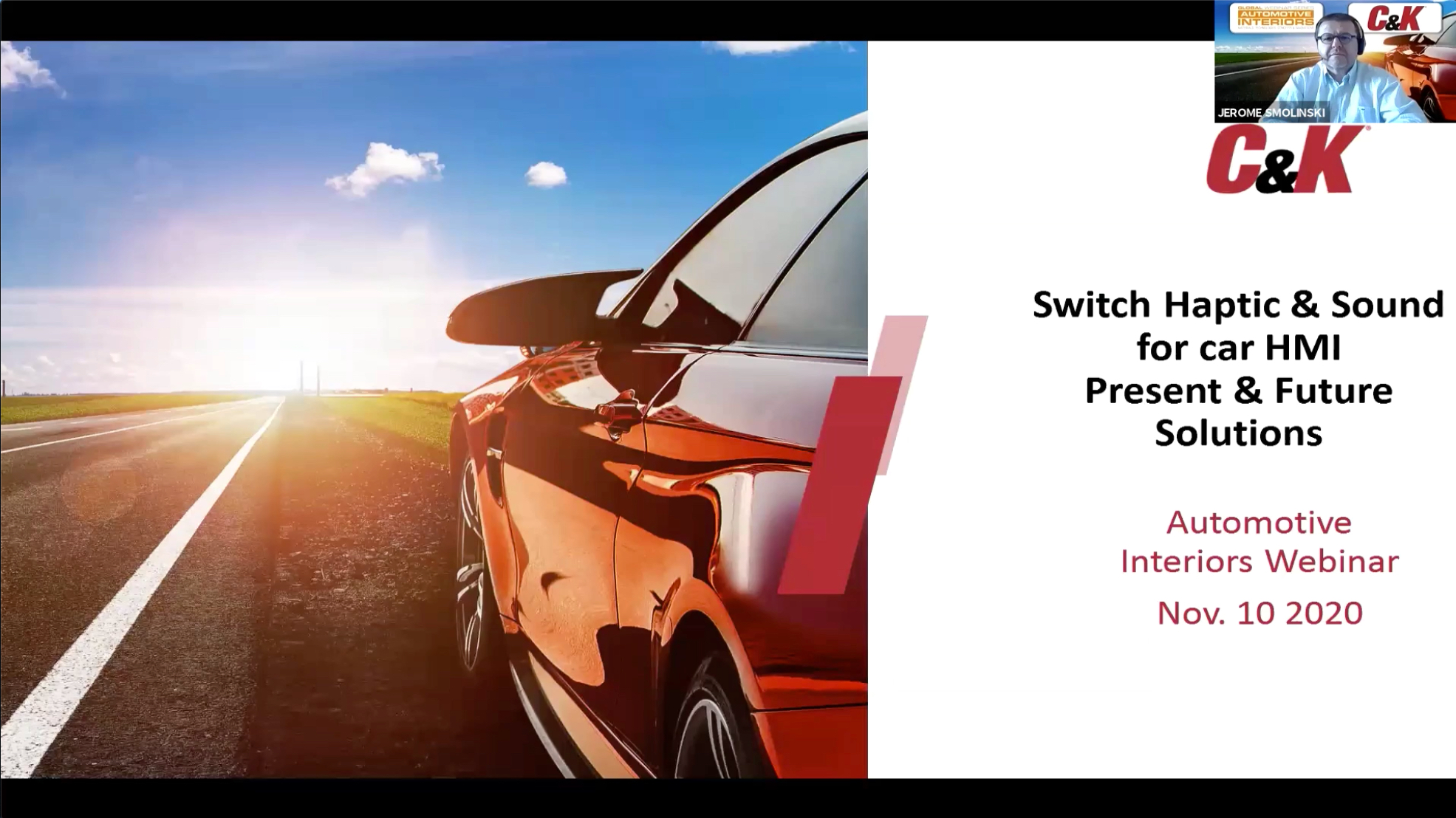 Jérome Smolinski von C&K, Marktführer für C&K Automotive, spricht auf dem Global Automotive Interiors Webinar